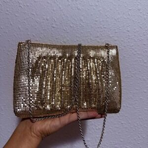 Women's Gold Mesh‎ Evening Bag Clutch Party Purse with Chain Strap sparkle